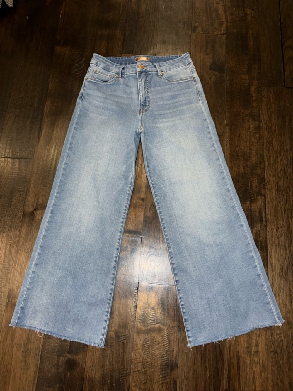 920 Kut from the Kloth Pale Blue Wide Leg Raw Hem Jeans Women 4